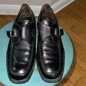 Leather Front Buckle Black shoes size EU 44,       10,5 - 11 US